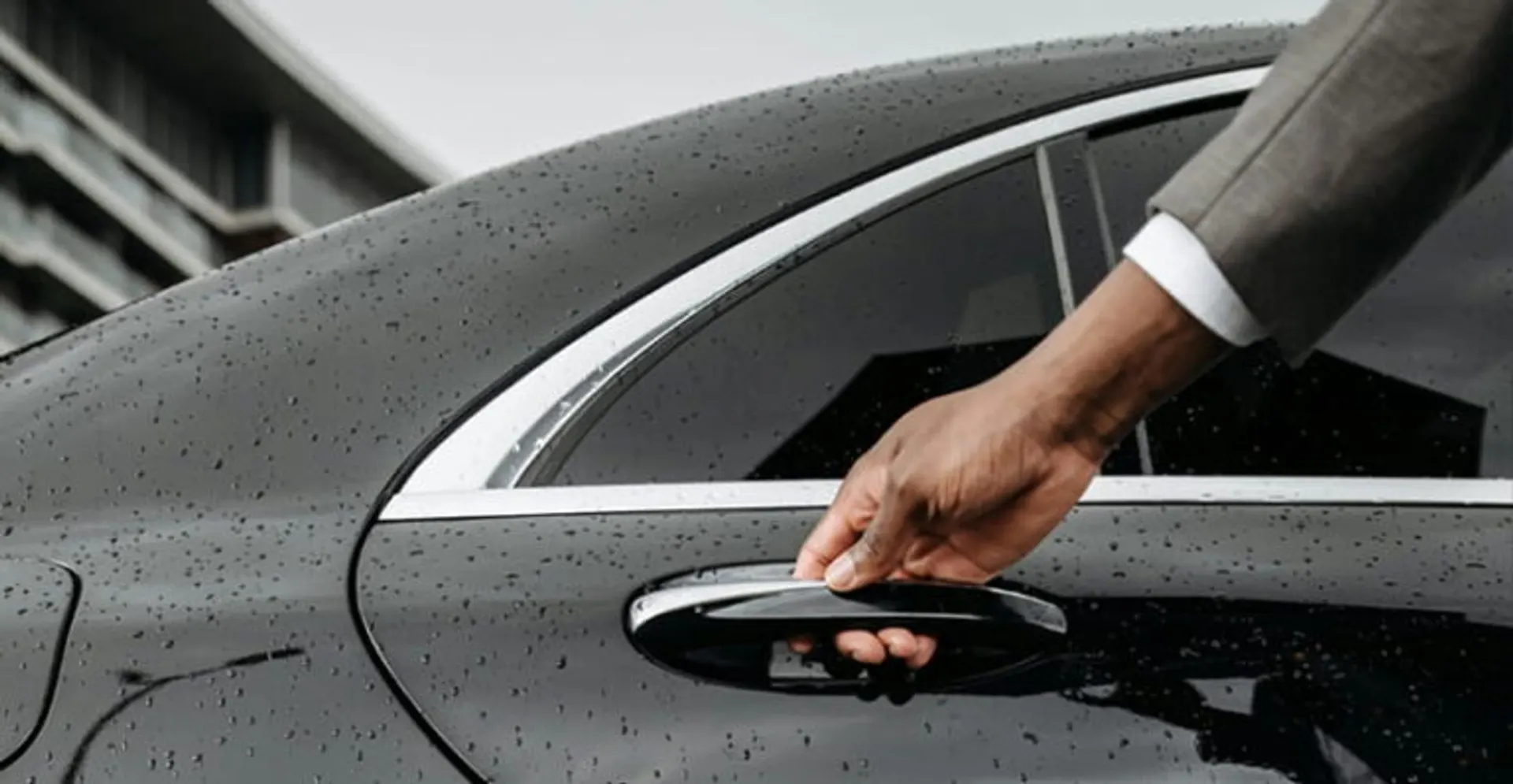 Luxury chauffeur vehicle door in Kent